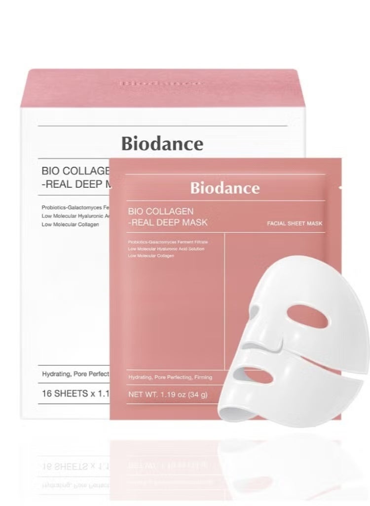 بيودانس قناع بيو-كولاجين بيو ديب الحقيقي من بايودانس (34 جرام × 4 قطع)، قناع مرطب ليلي، يقلل المسام، يحسن المرونة، - Image 1